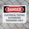 Signmission Electrical Testing Authorized Persons Only Danger Sign, Plastic, 14in W x 10in L, 2PK OS-2PACK-DS-P-1014-L-1786 - alternate 5